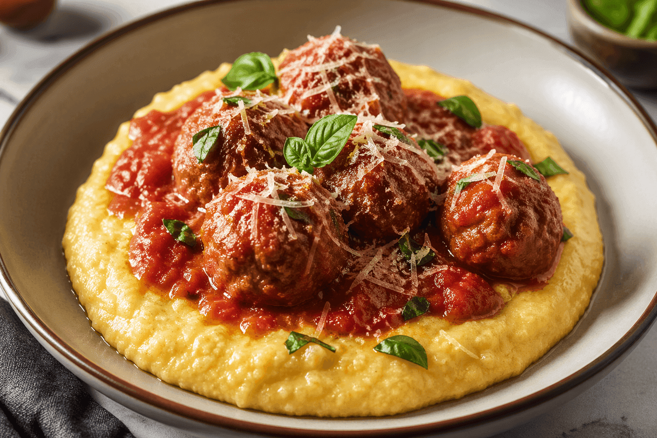 Köttbullar med krämig polenta