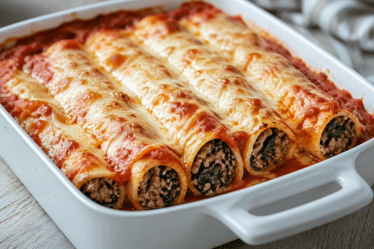 Cannelloni med nötfärs och spenat