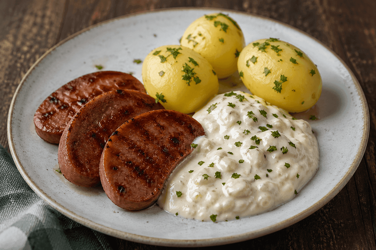 Flaskkorv med pepparrotssås