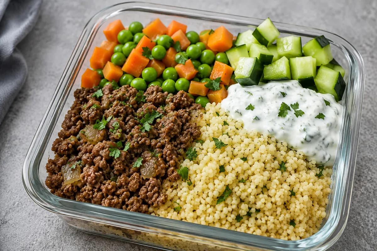 Nötfärs med couscous och ärtor