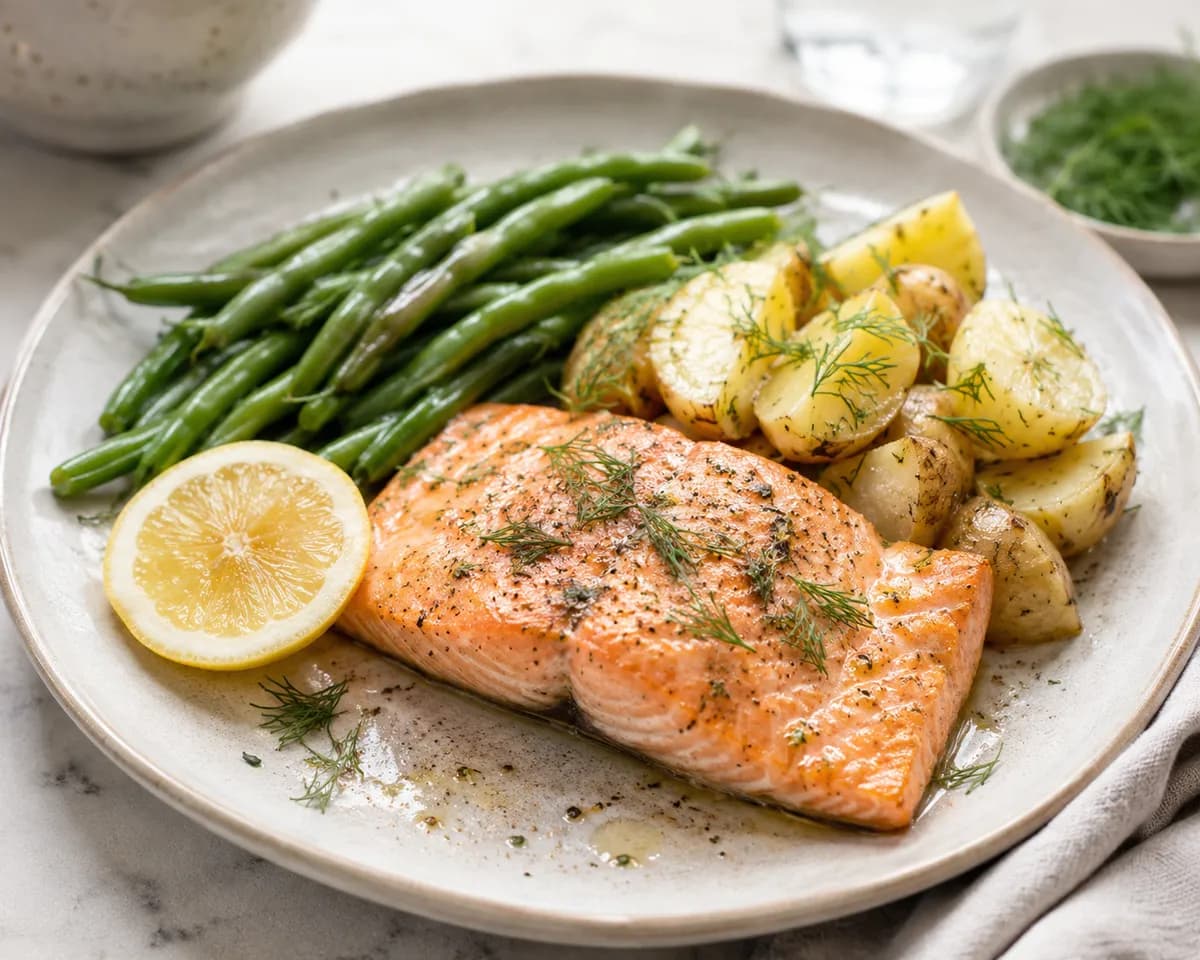 Ugnsbakad lax med citron och dillpotatis