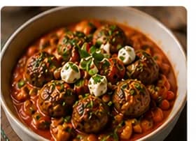 Lammfärsbiffar i tomatsås med feta och örter