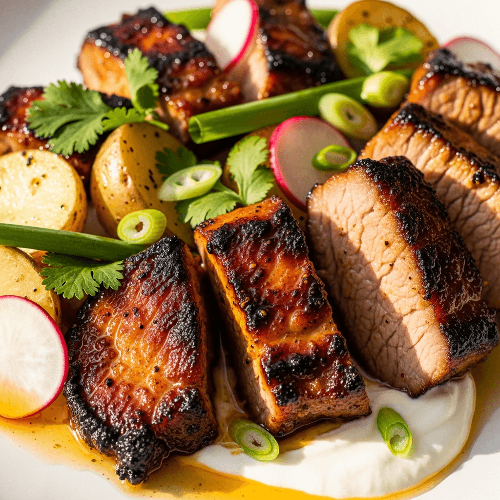 Fläskkarré med ingefärsrub och honungsyoghurt