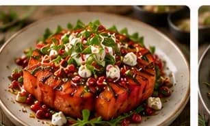 Grillad vattenmelonsteak med feta & granatäpple