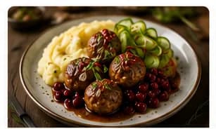 Köttbullar med västerbottensost & lingonglaze