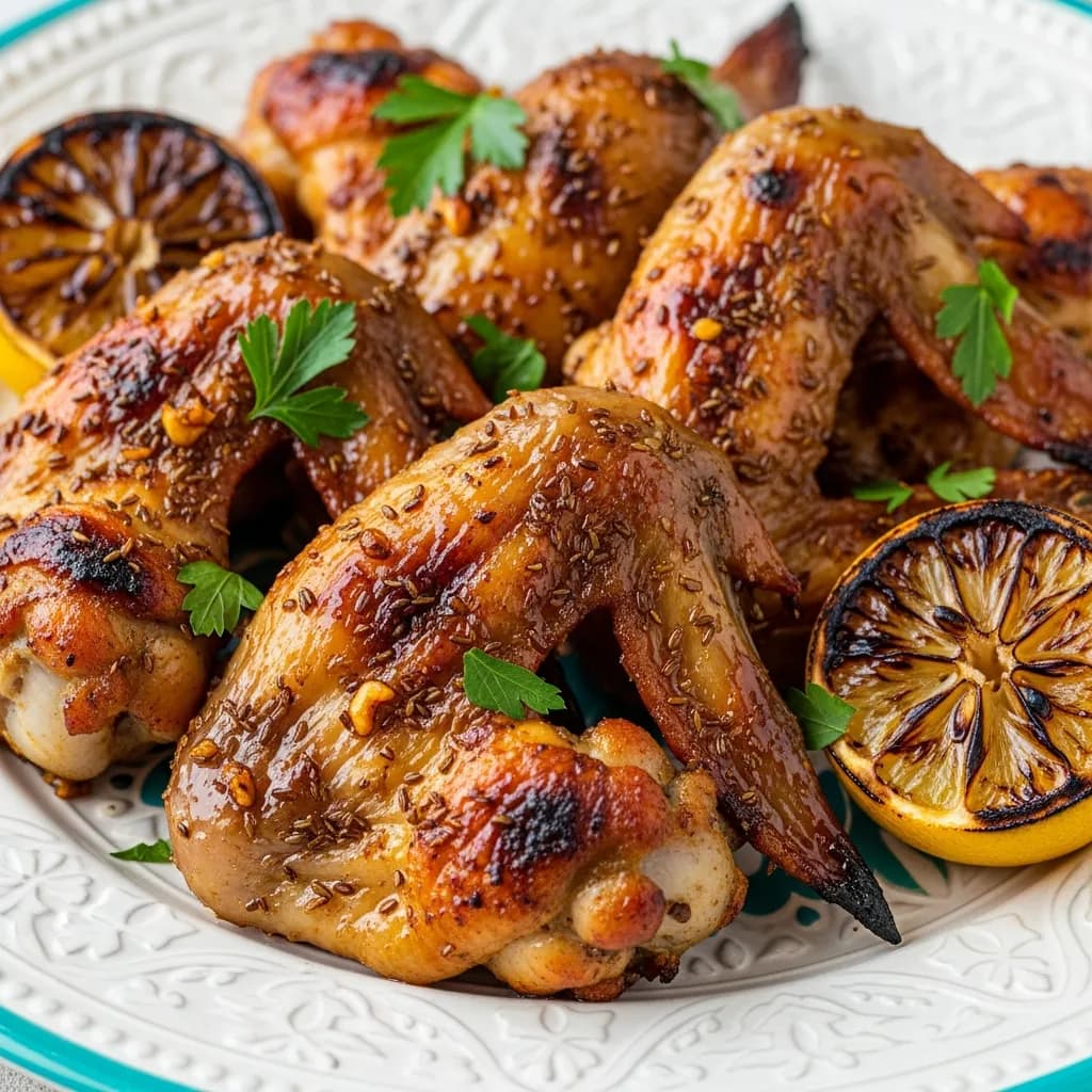 Kycklingvingar med kummin, citron och vitlök