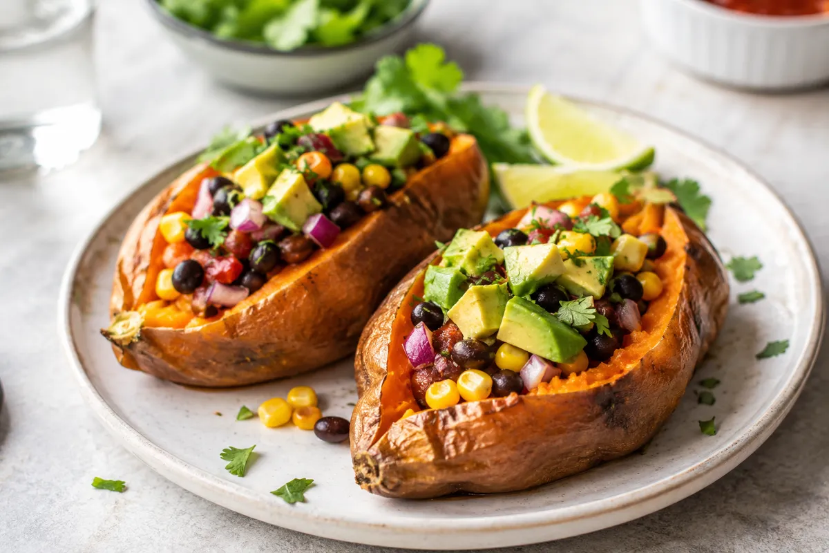 Tacobakad sötpotatis med svarta bönor