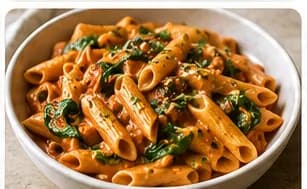 Krämig tomatpasta med spenat