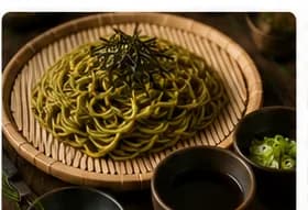 Matcha soba med sesamdipp & picklad shiitake