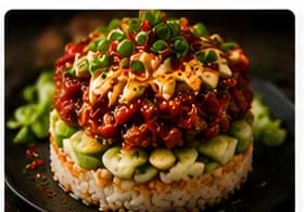 Krispigt ris med spicy tuna