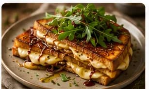 Grillad ostmacka med karamelliserad lök
