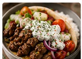 Lammgyros med tzatziki och picklad rödlök