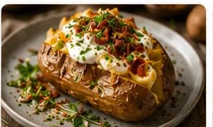 Bakad potatis med crème fraîche & bacon