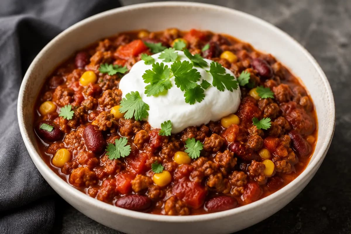 Enkel bönchili med nötfärs