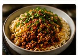 Dan dan-nudlar med jordnötssås, chiliolja & picklad salladslök