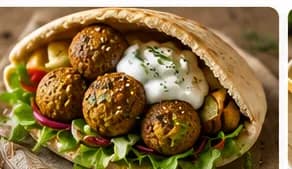 Falafel i pitabröd med yoghurtsås