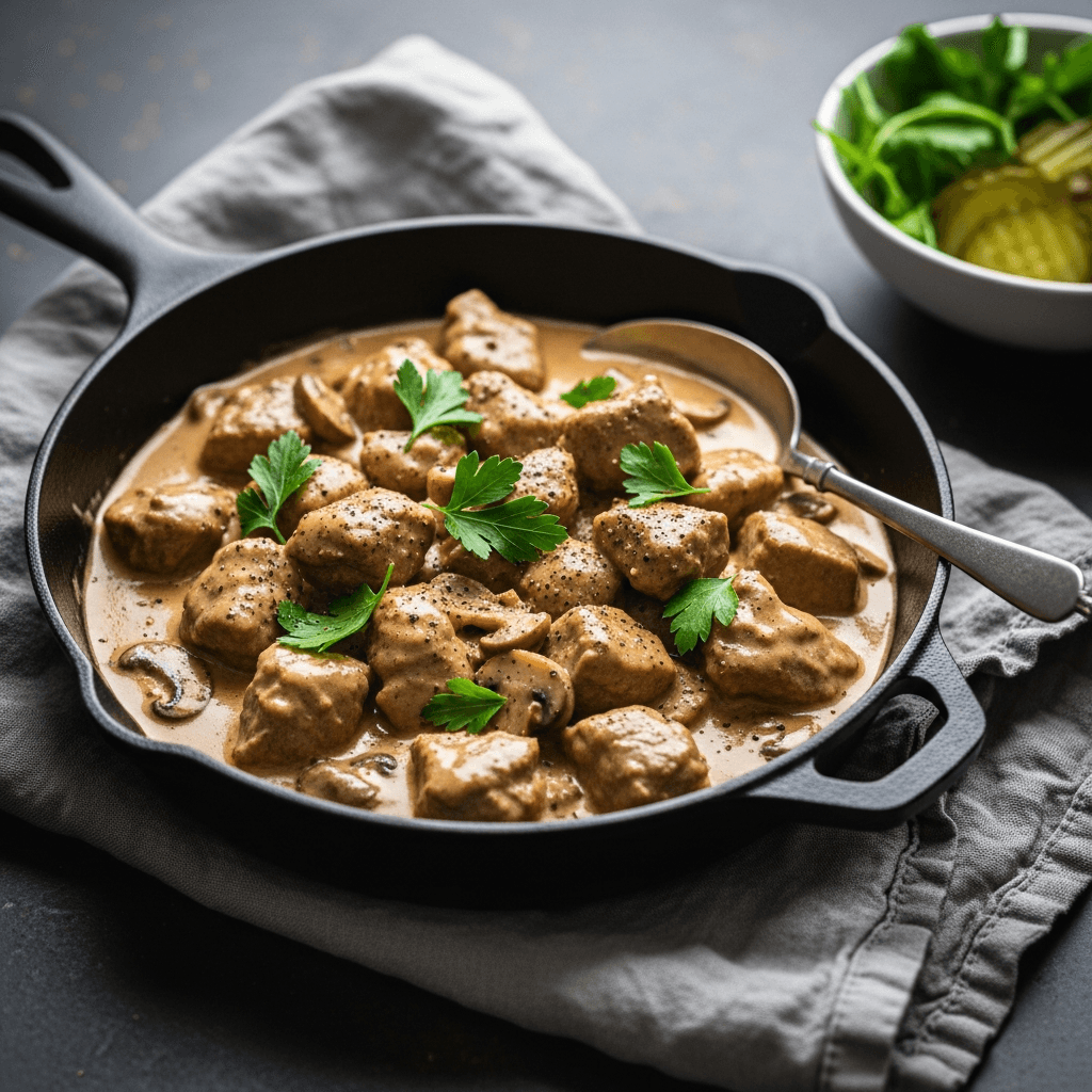 Fläskfilégryta med champinjoner