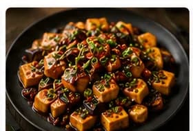Sichuansk mapo aubergine med silken tofu