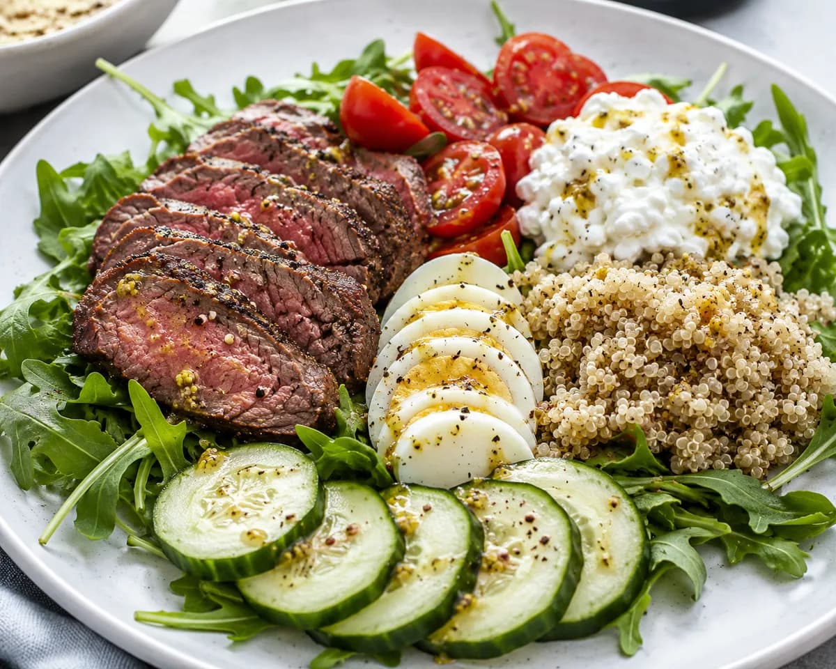Rostbiffsallad med keso och quinoa