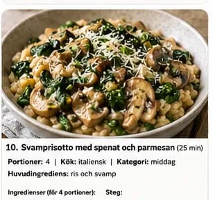 Svamprisotto med spenat och parmesan