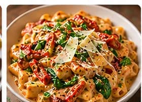 Krämig lamm pasta med soltorkad tomat & ruccola