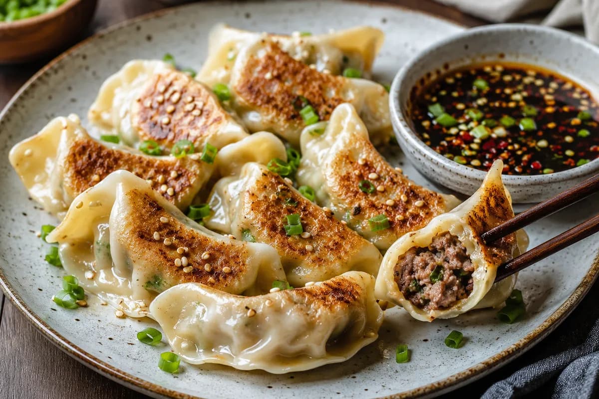 Jiaozi med nötkött och ingefära