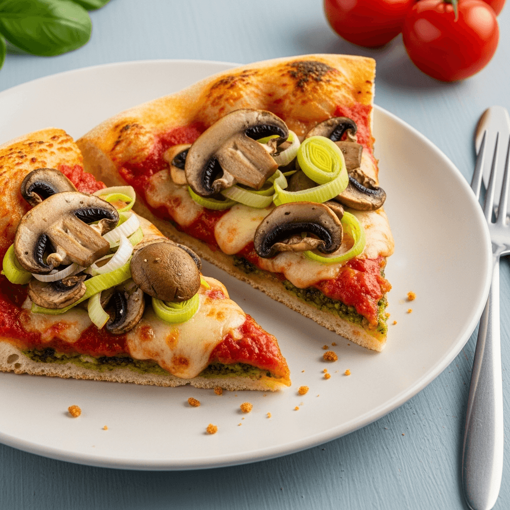Svamppizza med romanticatomater