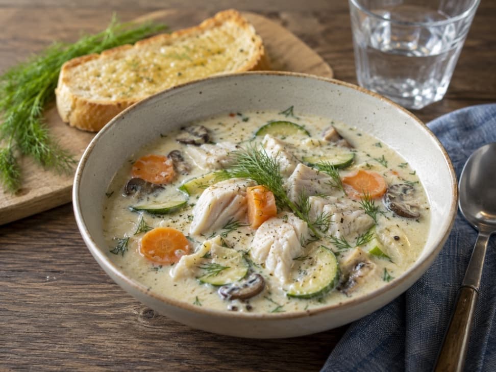 Lättlagad fisksoppa med grönsaker