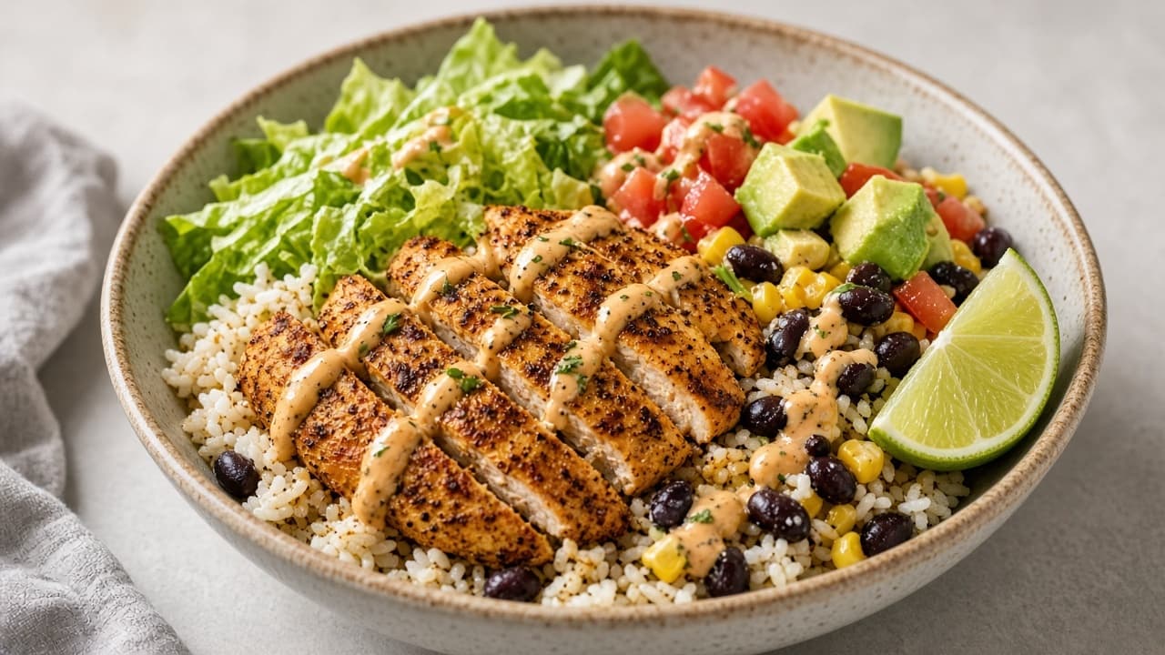Kycklingtacobowl – ca 480 kcal