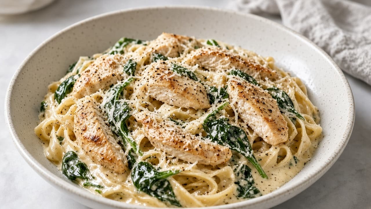 Krämig kycklingpasta – ca 490 kcal