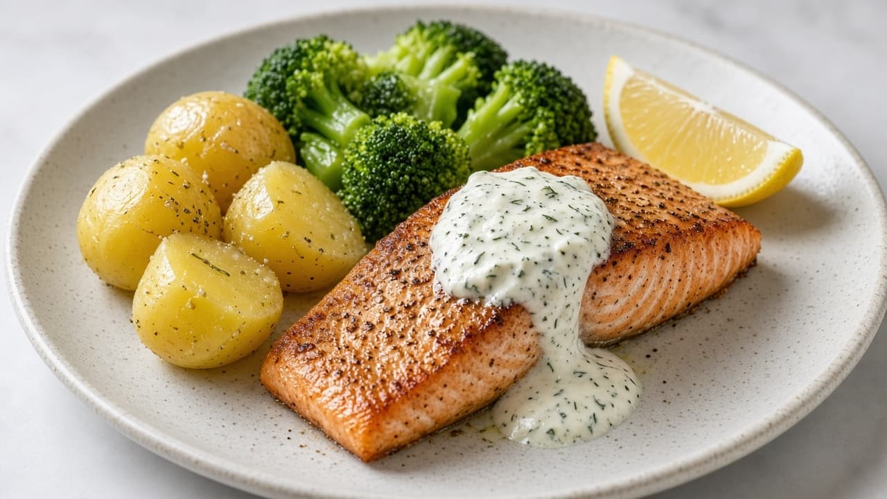 Lax med potatis och dillsås – ca 460 kcal