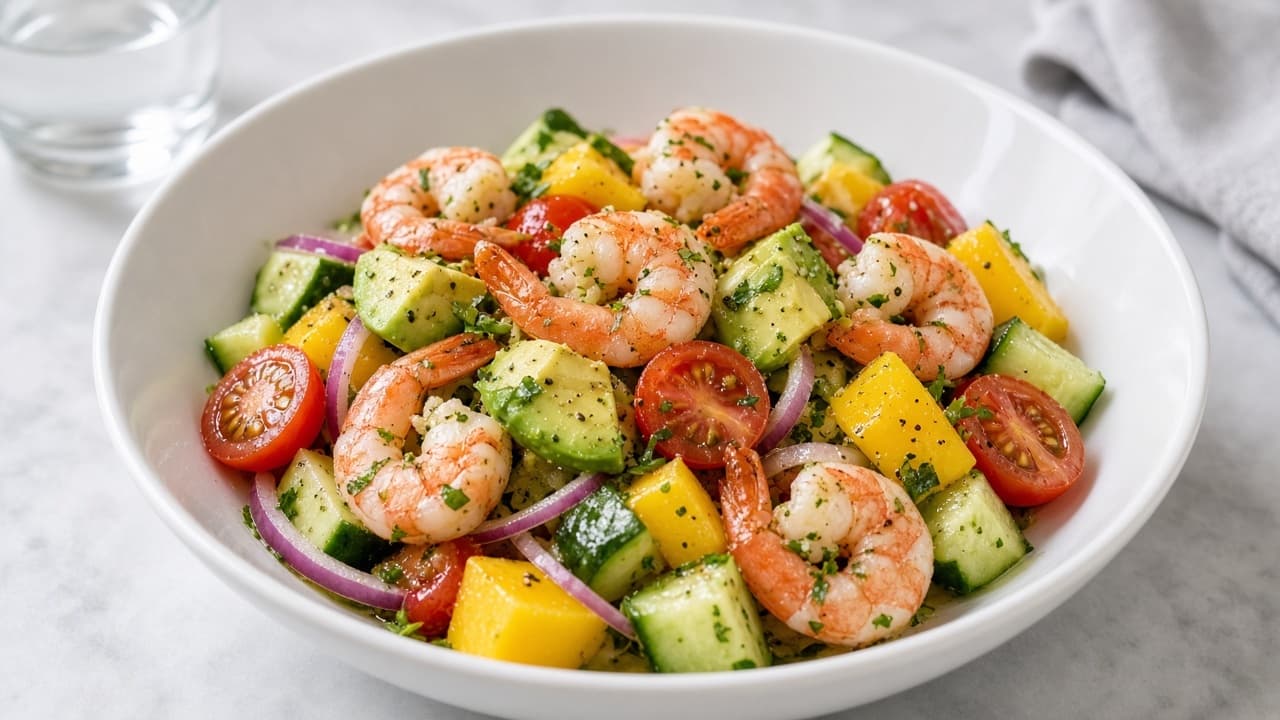 Räksallad med avokado, mango och lime