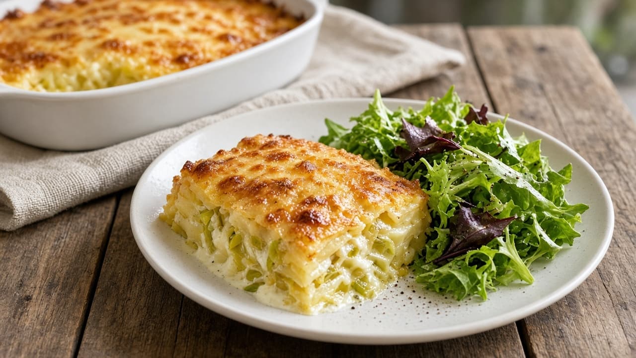 Potatis- och purjolöksgratäng