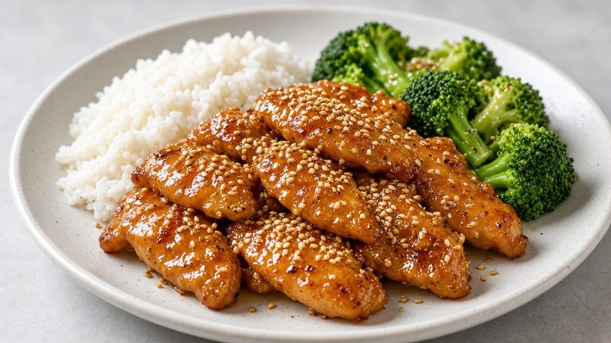 Honungsglaserad kyckling med sesam och broccoli
