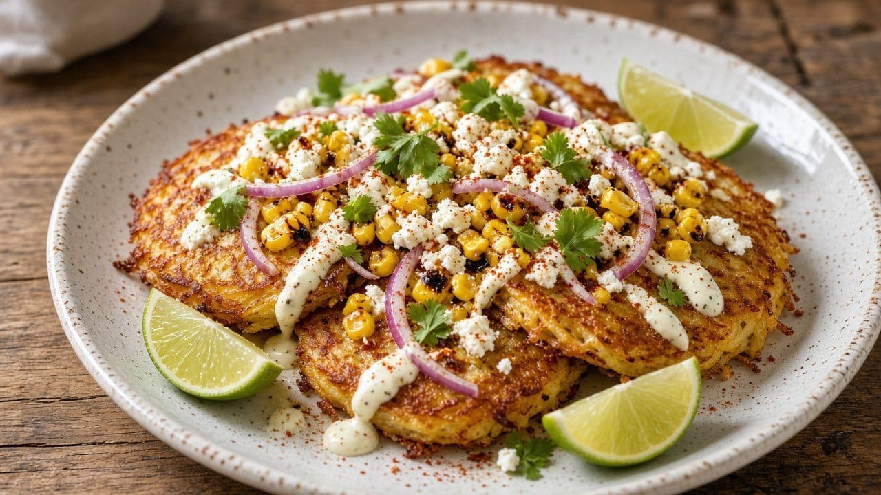 Potatisbullar med dirty corn, fetaost och limemajonnäs
