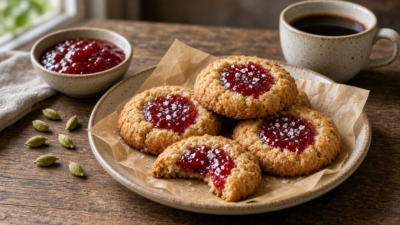 Hallongrottecookies med brynt smör och kardemumma
