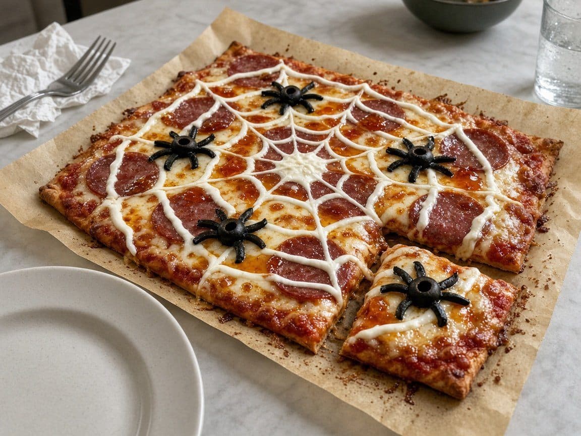 Spindelnätspizza med salami och hot honey