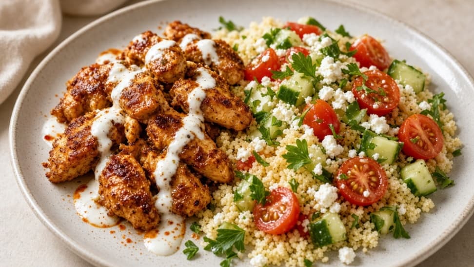 Krämig harissakyckling med couscous och yoghurt