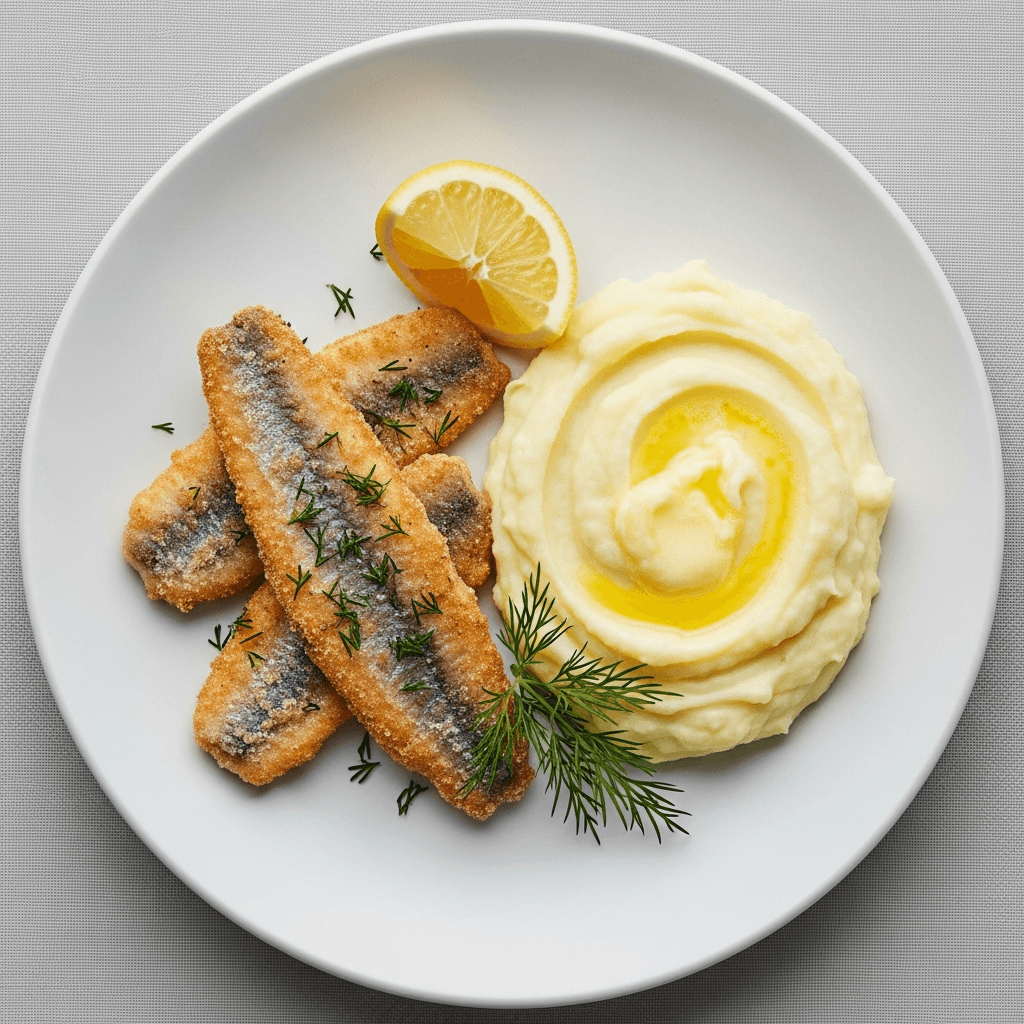 Tuggis stekt strömming med potatismos