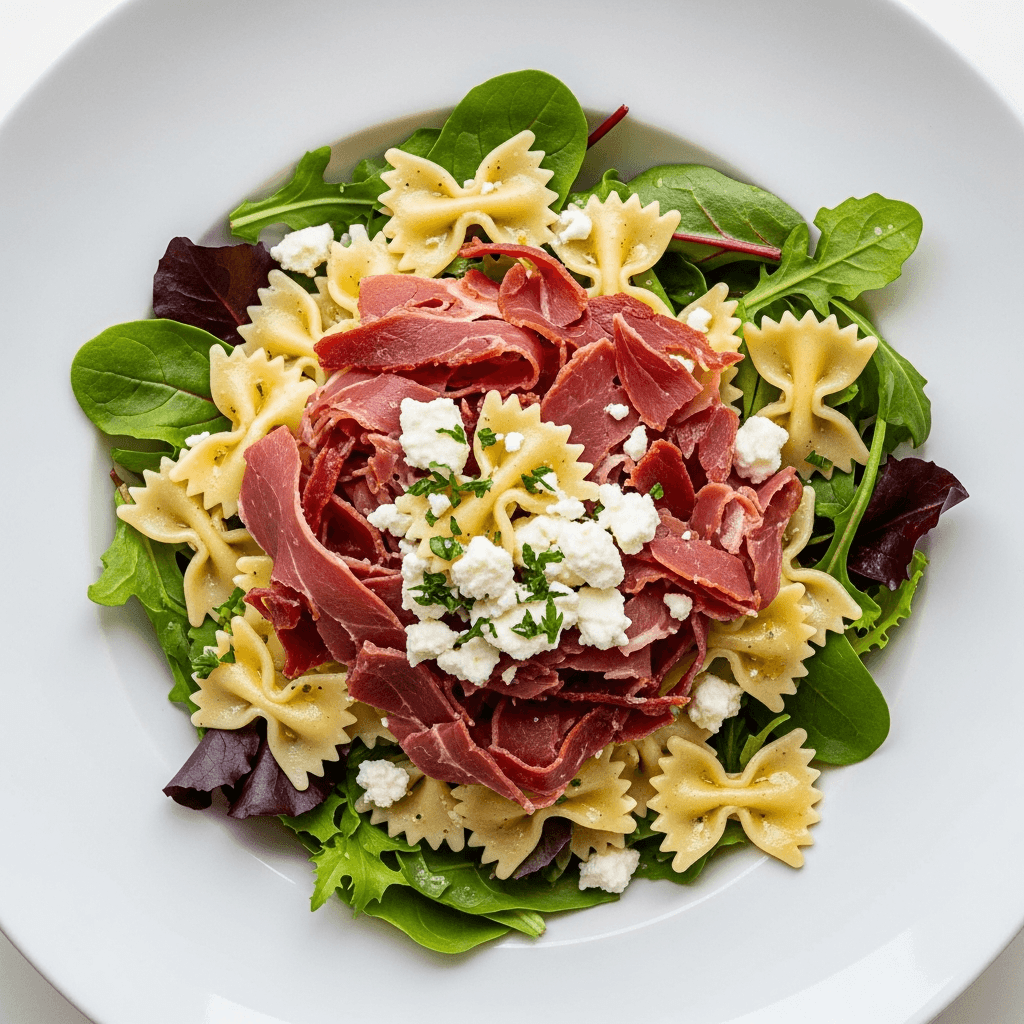 Pastasallad med lufttorkad skinka