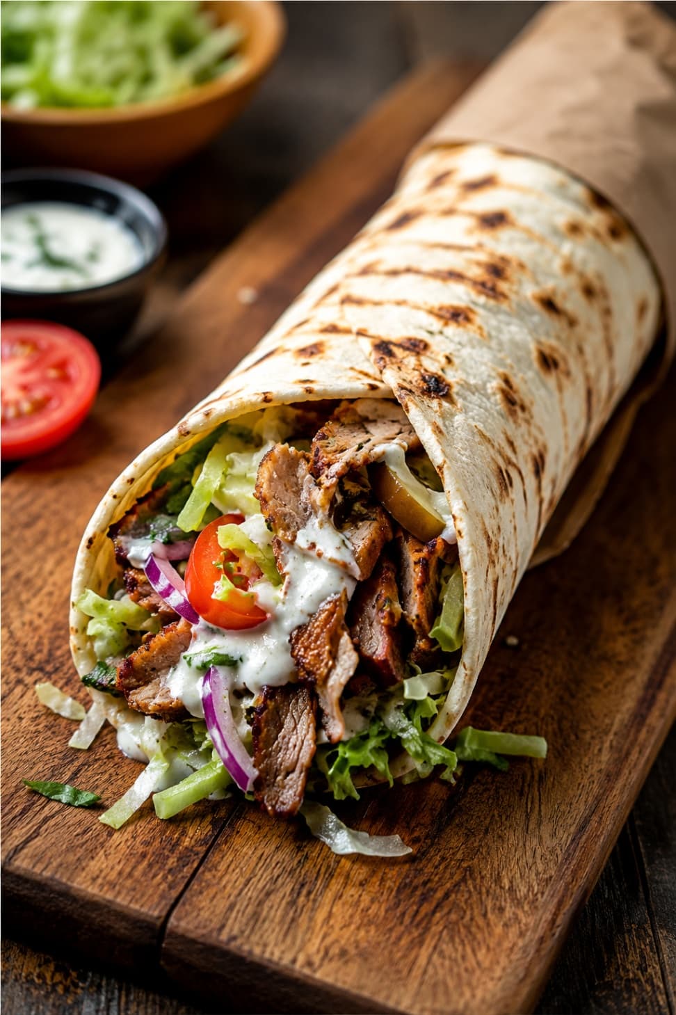 Extra lång kebabrulle