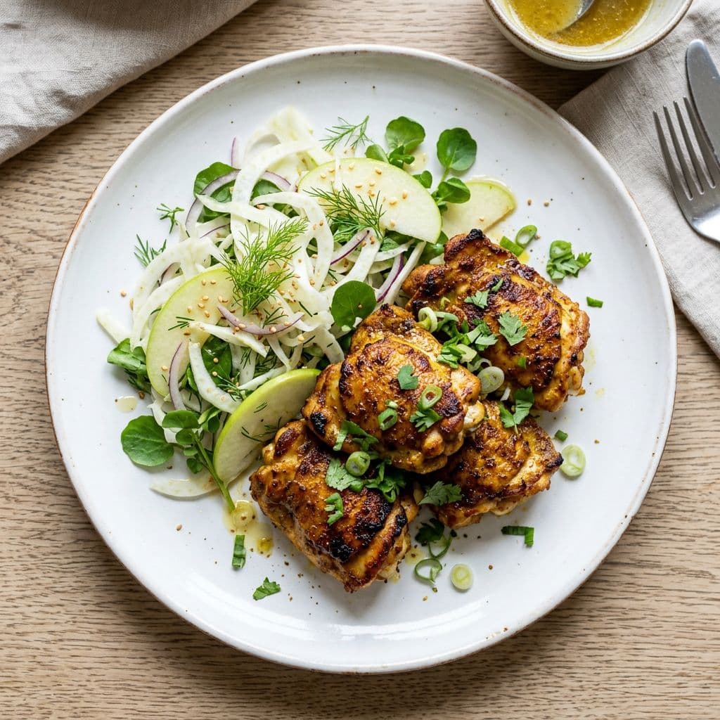 Currykyckling med äpple- och fänkålssallad