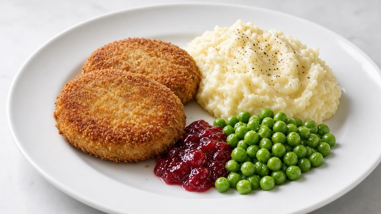 Wallenbergare med ärtor och potatismos