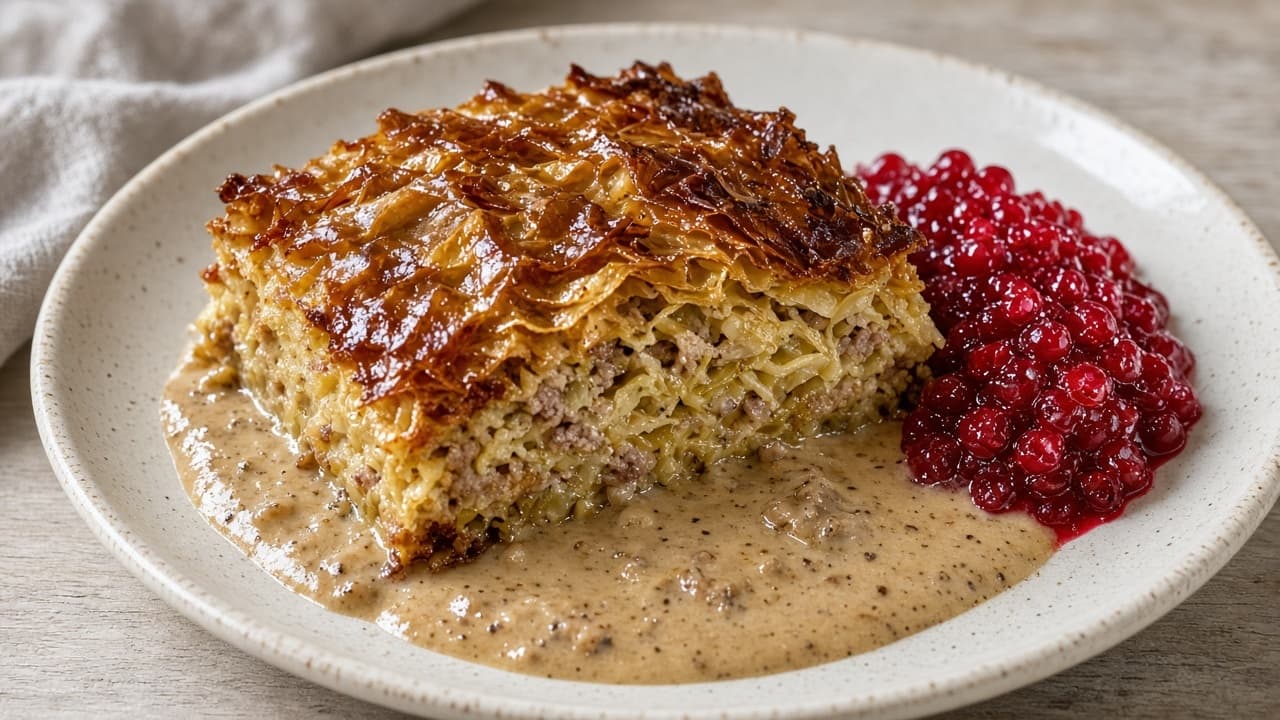 Kålpudding med gräddsås