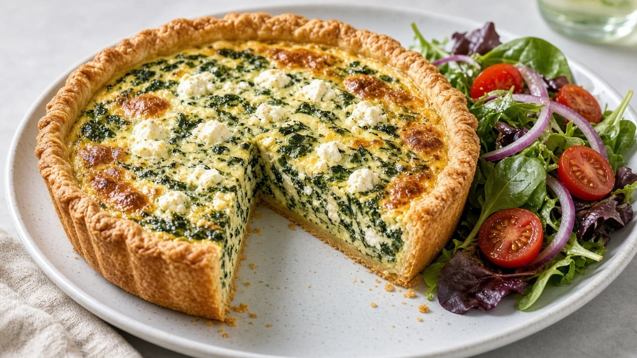 Lågkalori Ostpaj med spenat och feta