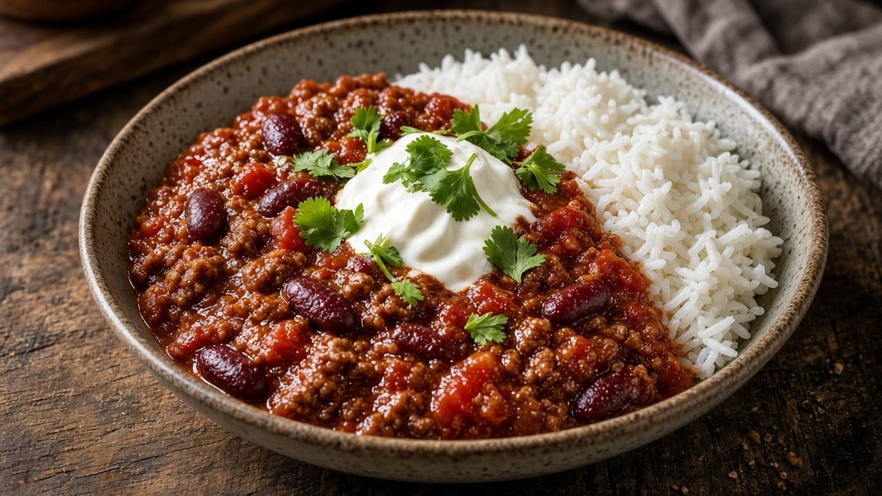 Lågkalori Chili con carne med ris