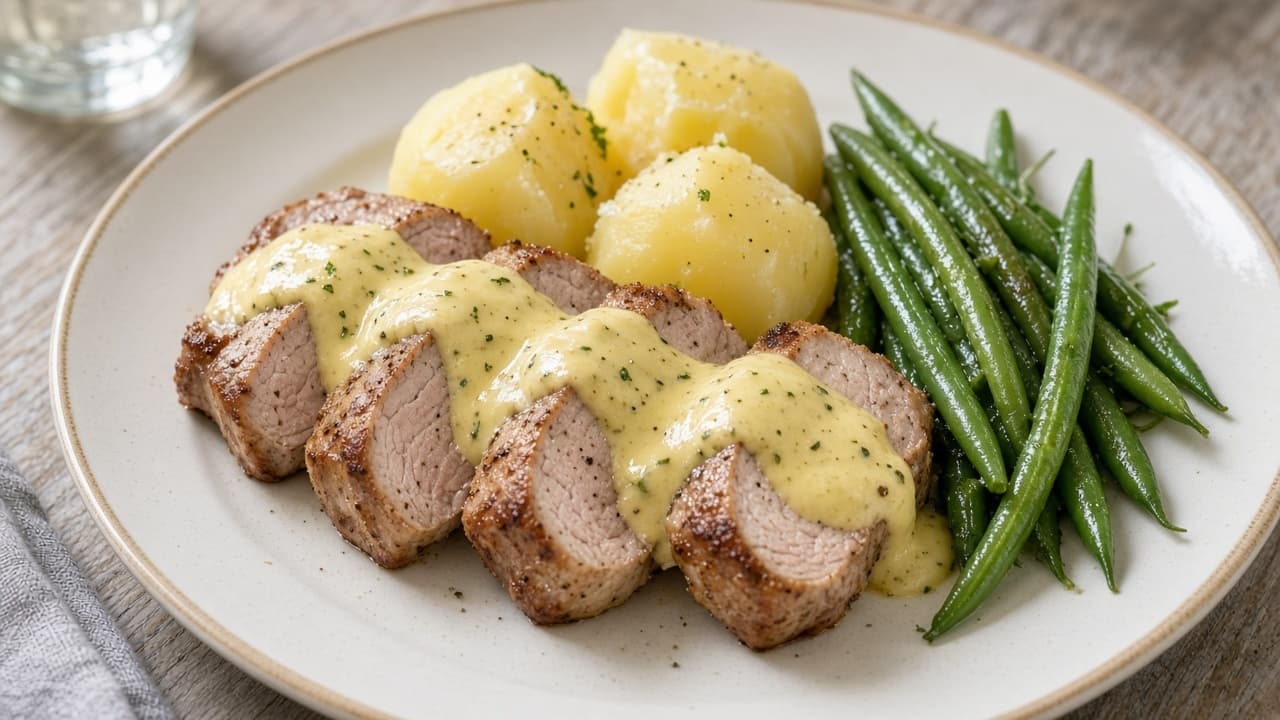 Lågkalori Fläskfilé med bearnaisesås och potatis