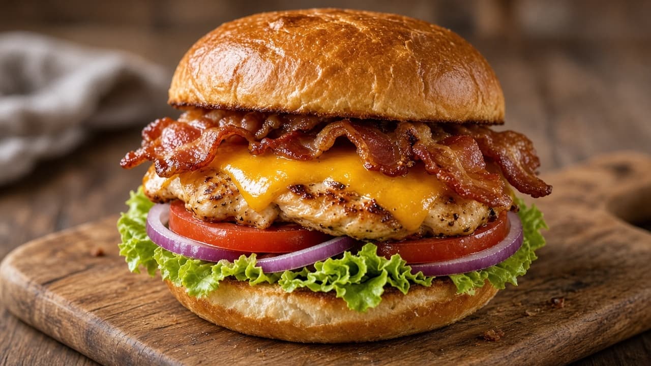 Kycklingburgare med bacon och cheddar