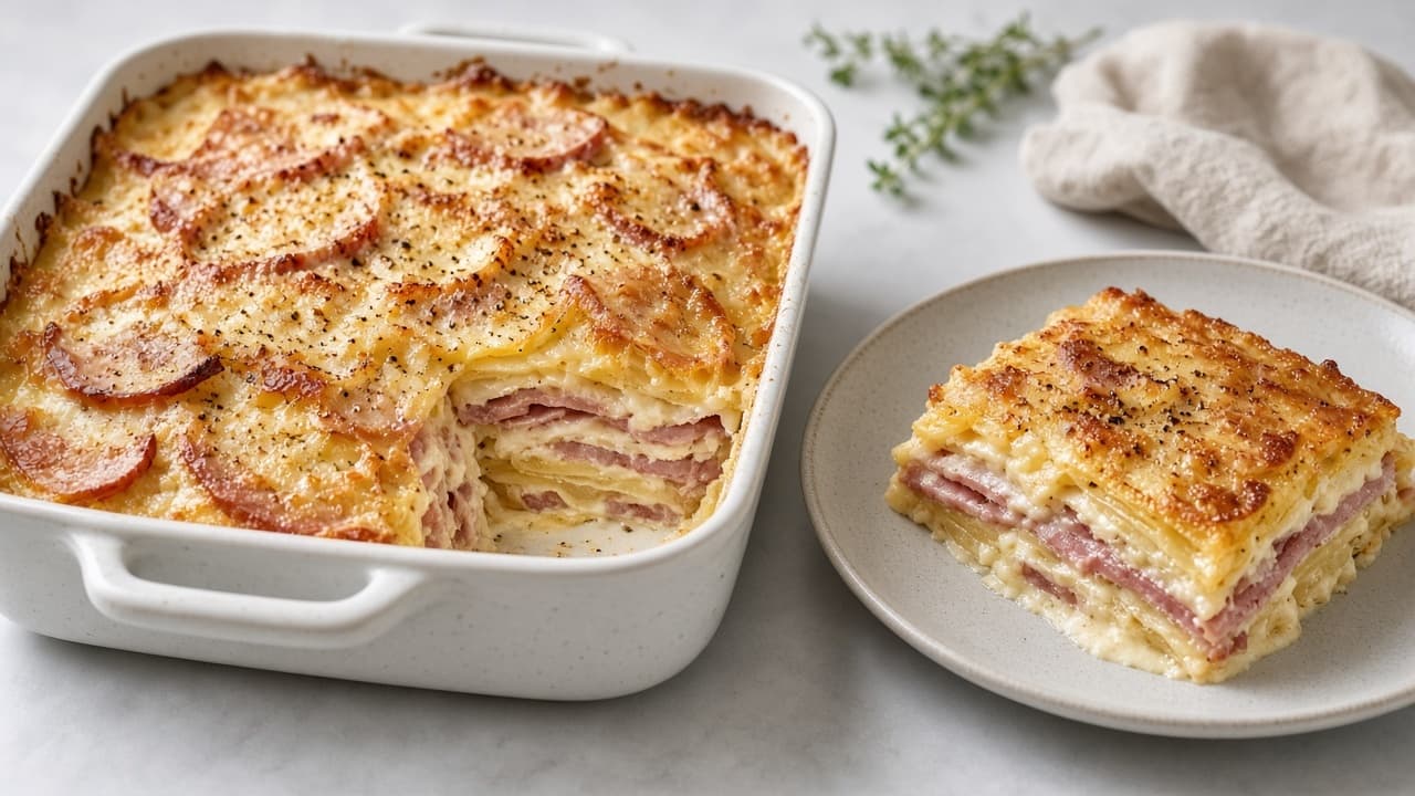 Kasslergratäng med potatis och grädde