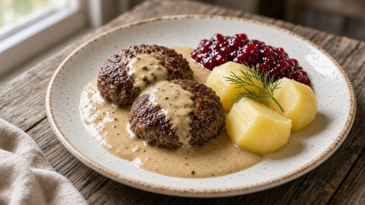 Oxjärpar med gräddsås och potatis